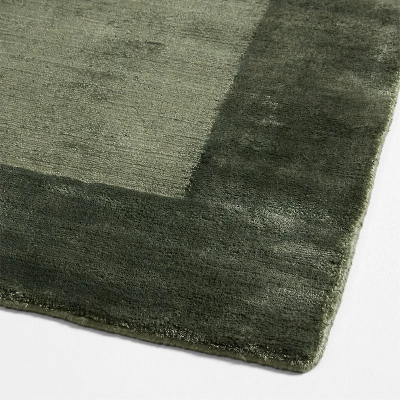 Laval Border Viscose Handwoven Green Area Rug 8'x10'