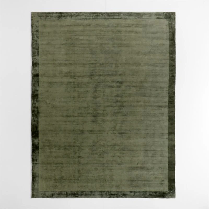 Laval Border Viscose Handwoven Green Area Rug 8'x10'