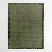 Laval Border Viscose Handwoven Green Area Rug 8'x10'