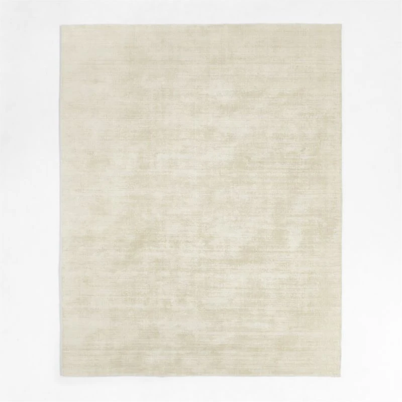 Laval Viscose Handwoven Solid Ivory Area Rug 6'x9'