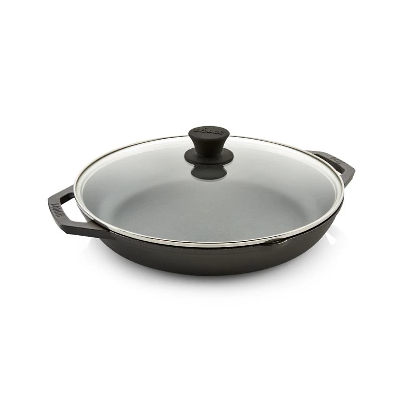 Lodge Chef Collection 12" Seasoned Cast Iron Every Day Pan with Glass Lid