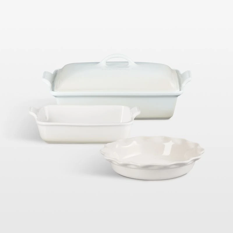 Le Creuset ® Meringue 4-Piece Heritage Rectangular Casserole Dishes and Pie Dish Set