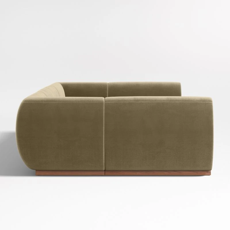 Leandro Hazel Green U-Shaped Dining Banquette with Square Corners