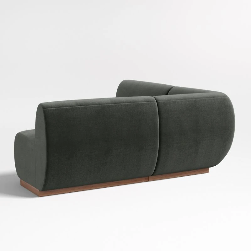 Leandro Noir Grey Double L-Shaped Loveseat Dining Banquette with Square Corner