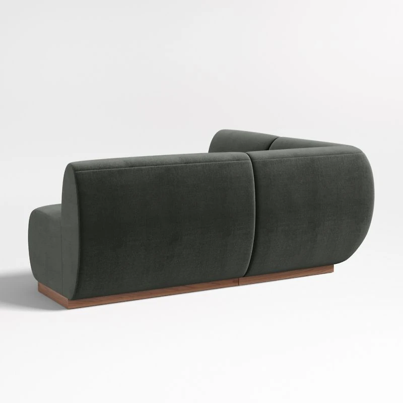 Leandro Noir Grey Single L-Shaped Loveseat Dining Banquette with Square Corner