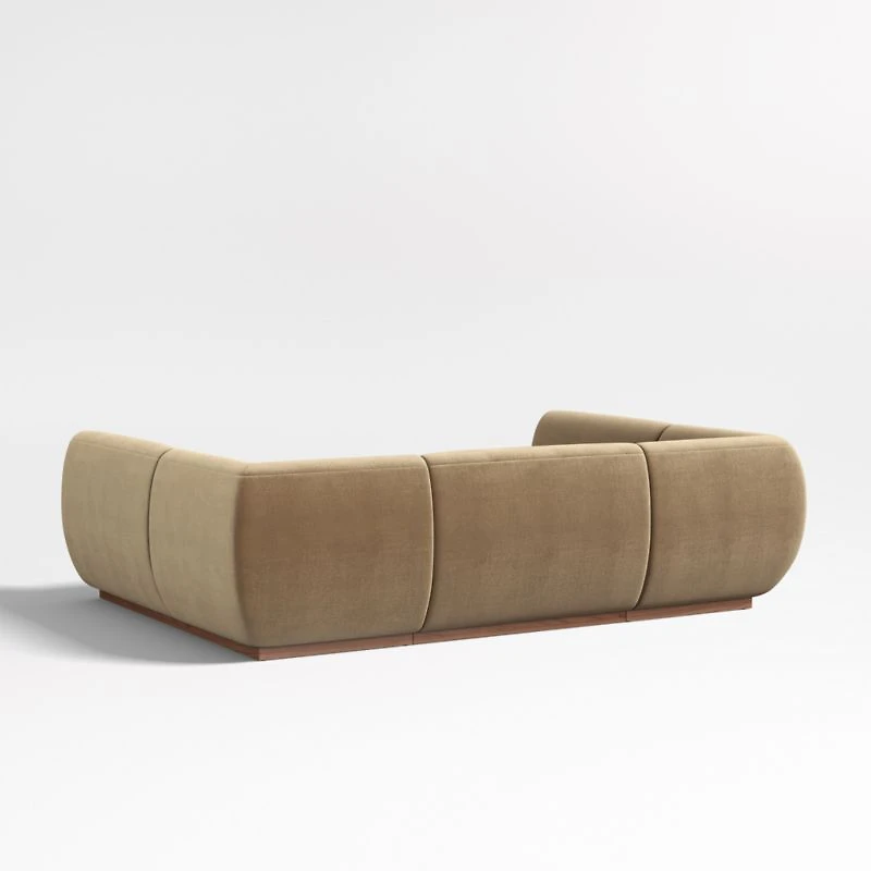 Leandro Ochre Brown U-Shaped Dining Banquette with Square Corners