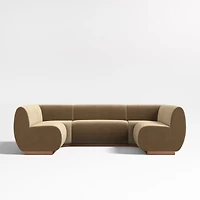 Leandro Ochre Brown U-Shaped Dining Banquette with Square Corners