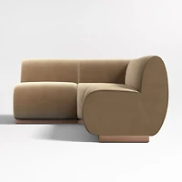 Leandro Ochre Brown Single L-Shaped Loveseat Dining Banquette with Square Corner