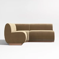 Leandro Ochre Brown Single L-Shaped Loveseat Dining Banquette with Square Corner