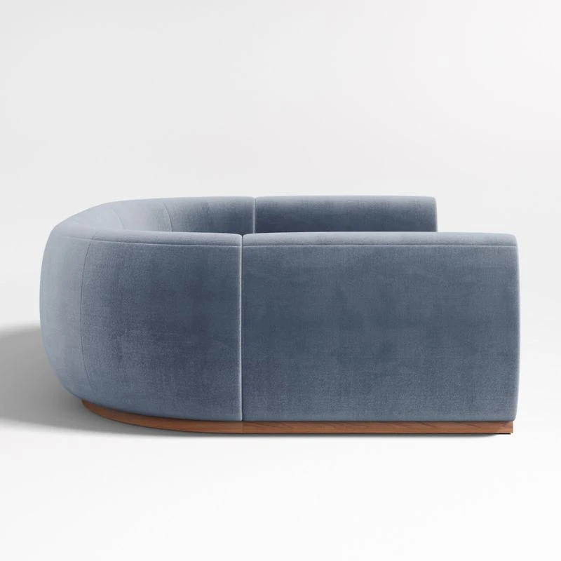 Leandro Slate Grey U-Shaped Dining Banquette with Rounded Corners