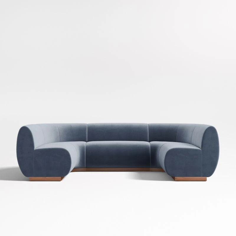 Leandro Slate Grey U-Shaped Dining Banquette with Rounded Corners