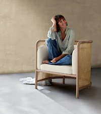 Fields Cane Back White Accent Chair