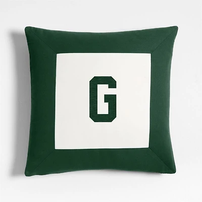 Legacy Border Organic Cotton Monogrammable 20"x20" Vintage Green Throw Pillow Cover