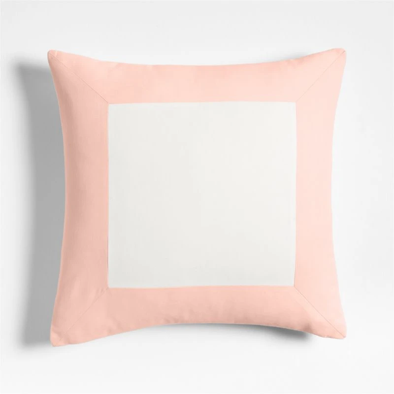 Legacy Border Organic Cotton Monogrammable 20"x20" Elegant Pink Throw Pillow Cover