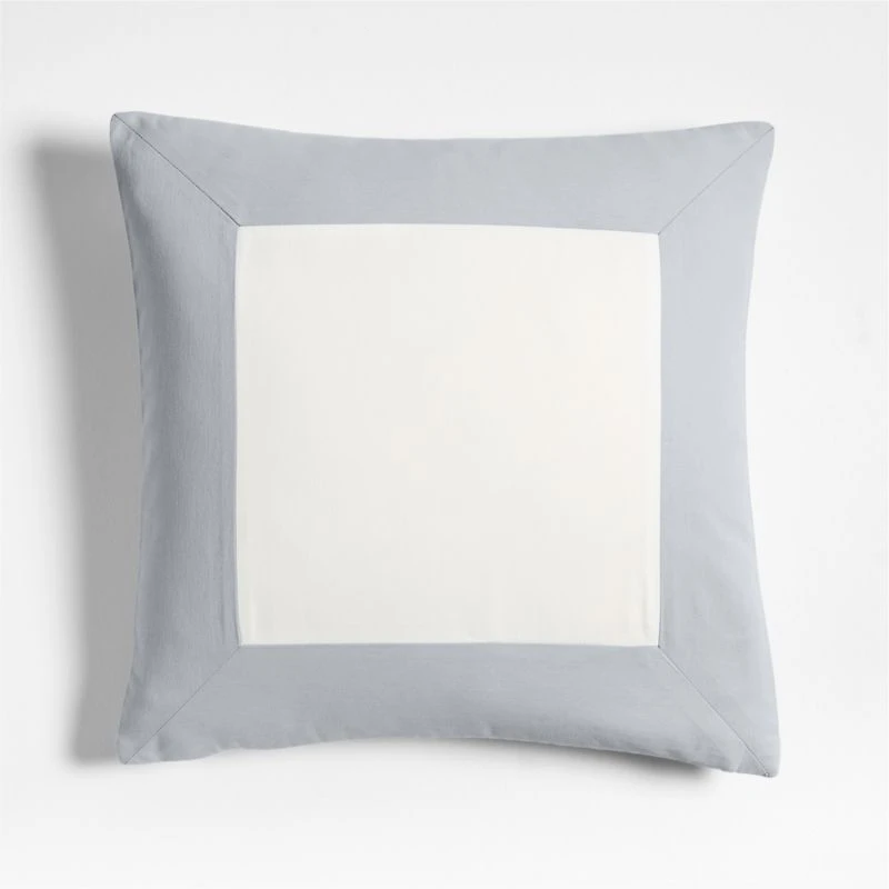 Legacy Border Organic Cotton Monogrammable 20"x20" Sky Blue Throw Pillow Cover