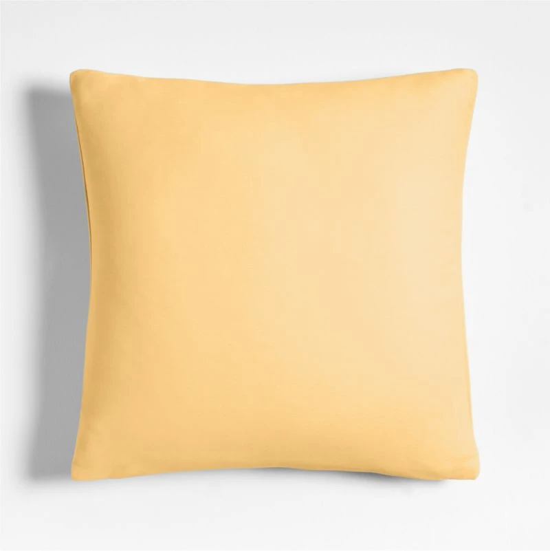 Legacy Border Organic Cotton Monogrammable 20"x20" Lemon Sorbet Yellow Throw Pillow with Feather Insert