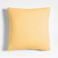 Legacy Border Organic Cotton Monogrammable 20"x20" Lemon Sorbet Yellow Throw Pillow with Feather Insert