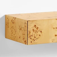 Leon Burl Wood Floating Shelf with Drawer