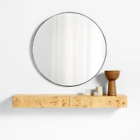 Leon Burl Wood Floating Shelf with Drawer