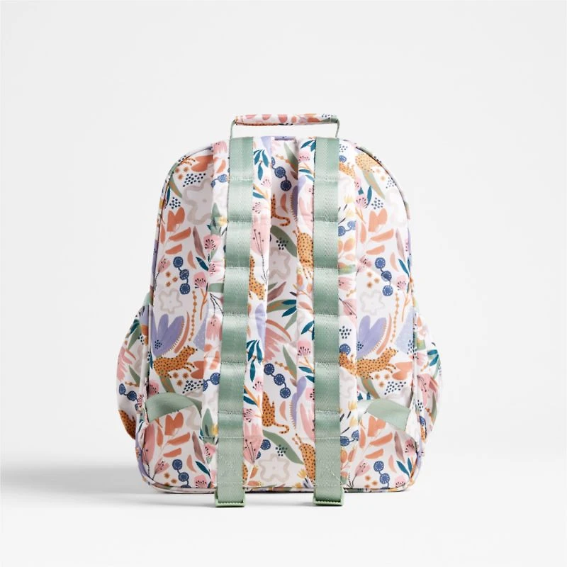 Dreamer Leopard Floral Kids Backpack with Side Pockets