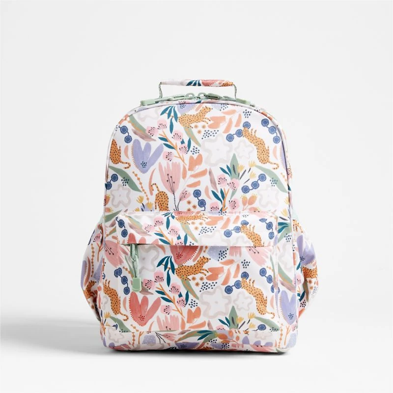 Dreamer Leopard Floral Kids Backpack with Side Pockets