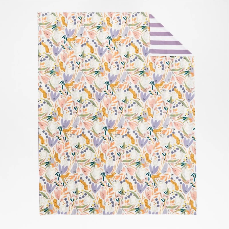 Leopard Floral Organic Cotton Kids Full/Queen Duvet Cover