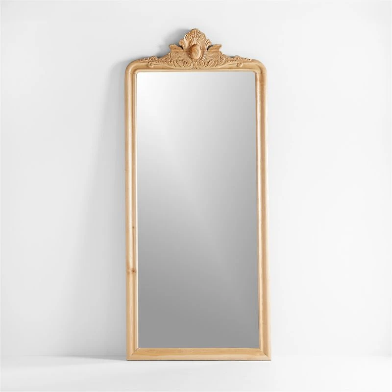 Levon Natural Carved Wood Floor Mirror by Leanne Ford 40.5"x93.25"