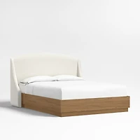 Lafayette 48" Ivory Queen Upholstered Headboard with Batten Brown Bed Base