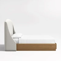 Lafayette 56" Mist Grey Upholstered King Headboard with Batten Oak Bed Base