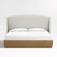 Lafayette 56" Mist Grey Upholstered King Headboard with Batten Oak Bed Base