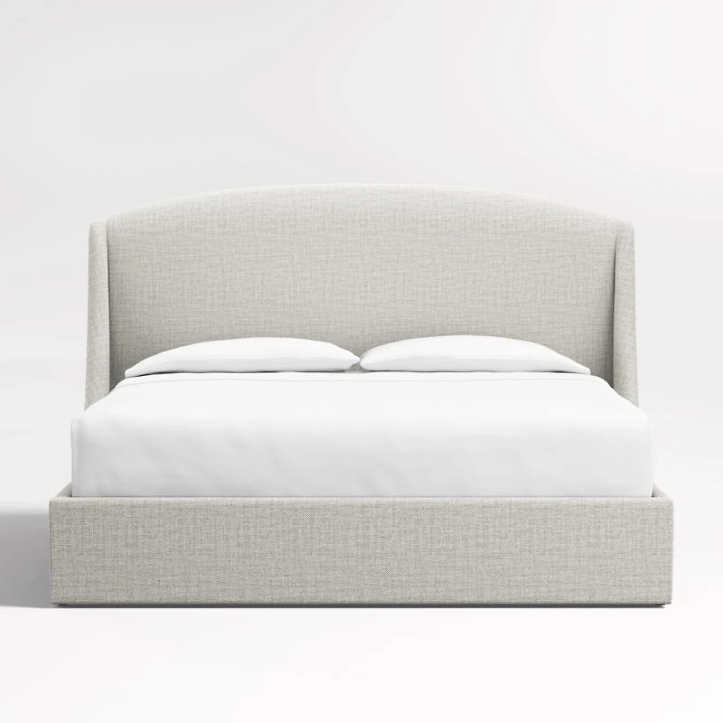 Lafayette 56" Mist Grey Upholstered Queen Headboard with Storage Bed Base