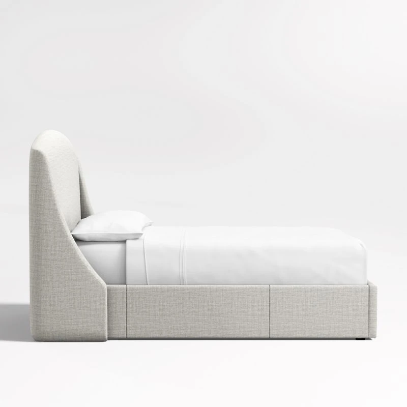 Lafayette 56" Mist Grey Upholstered Queen Headboard with Storage Bed Base