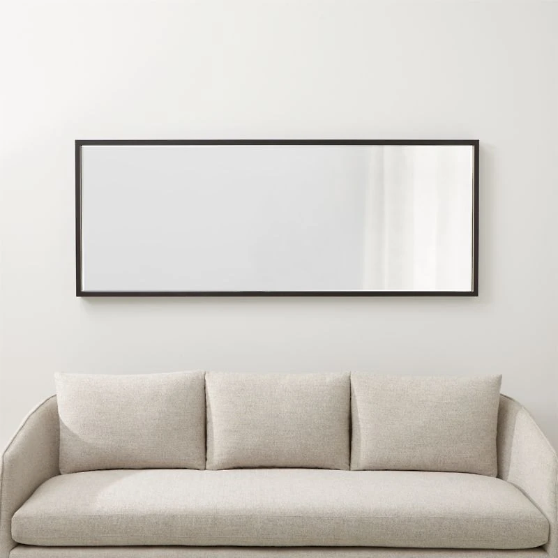 Liam Black Frame Floor Mirror with Brass Inlay