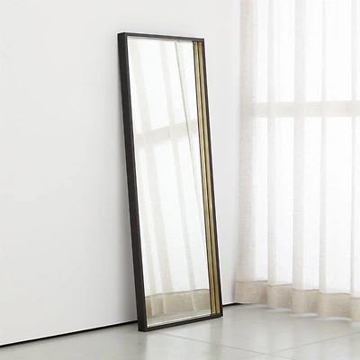 Liam Black Frame Floor Mirror with Brass Inlay
