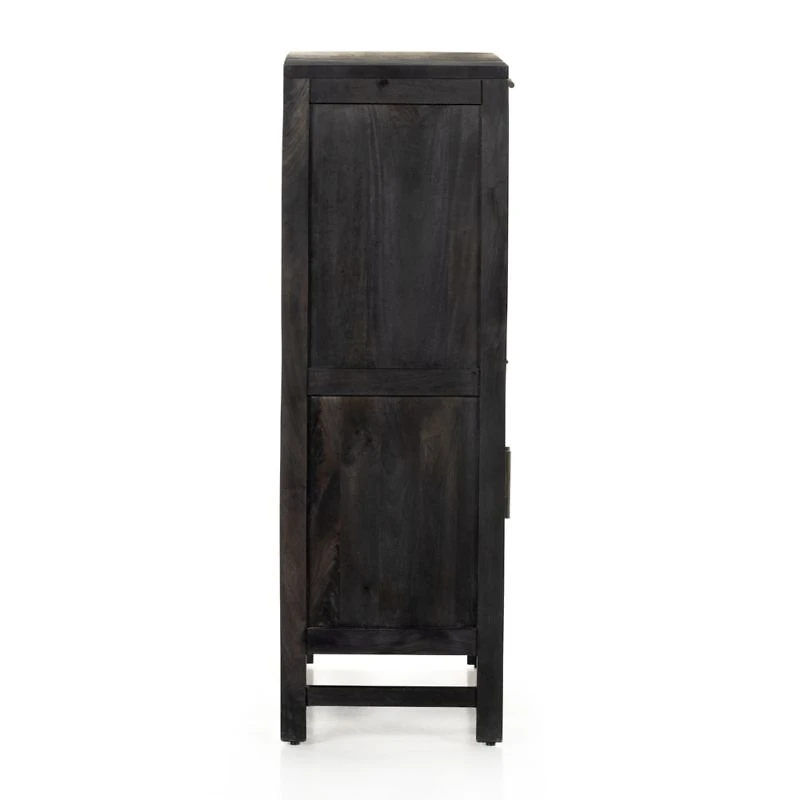 Libby Black Mango Wood Bar Cabinet with Storage