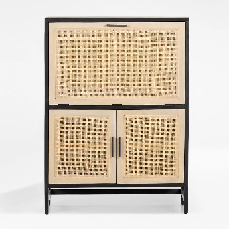 Libby Black Mango Wood Bar Cabinet with Storage
