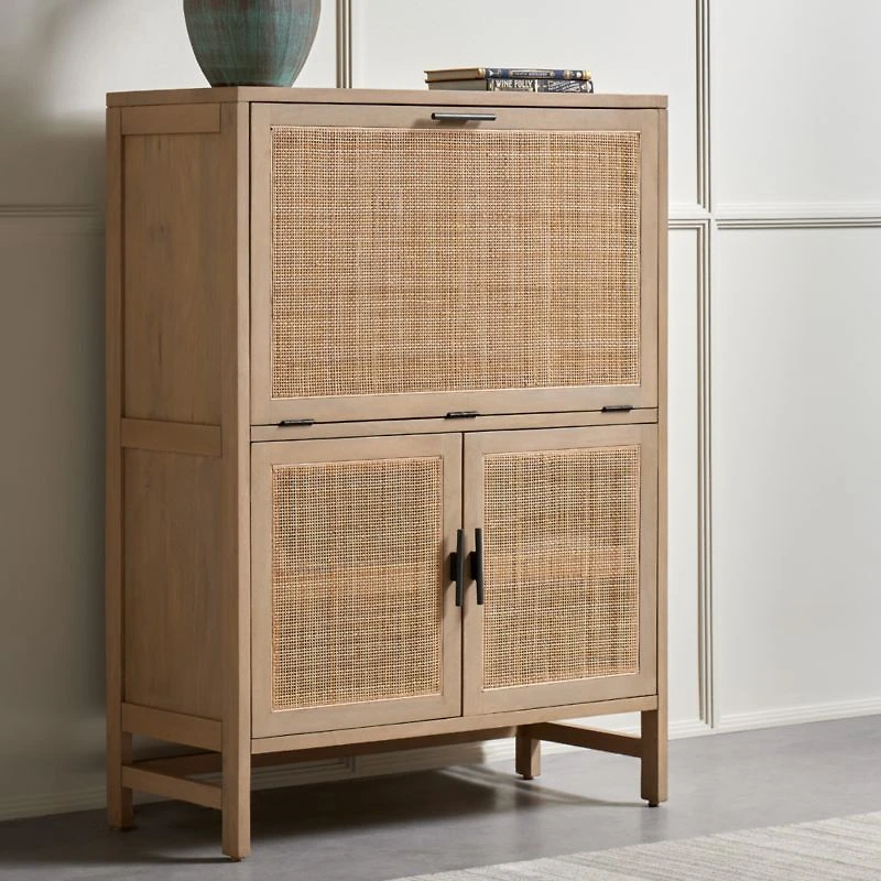 Libby Natural Mango Wood Bar Cabinet with Storage