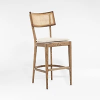 Libby Light Brown Wood and Natural Cane Counter Stool