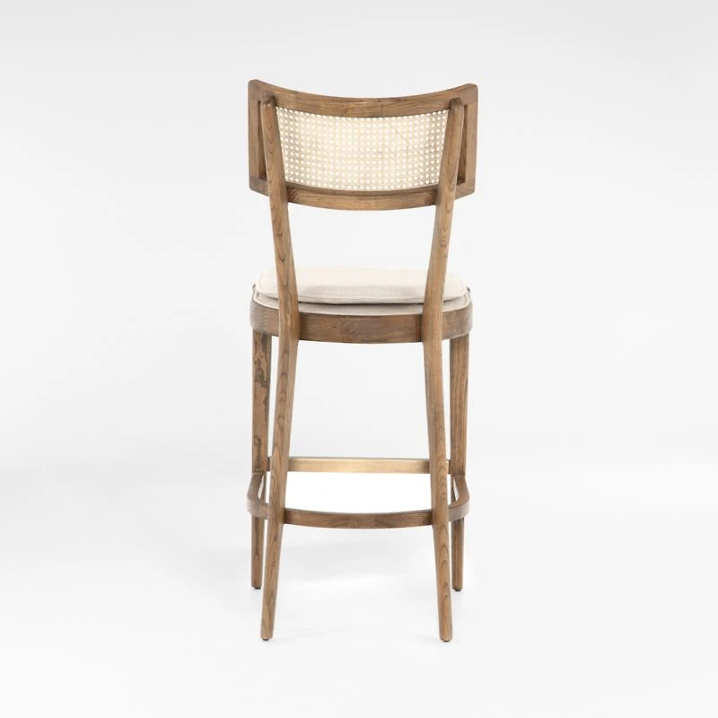 Libby Light Brown Wood and Natural Cane Counter Stool
