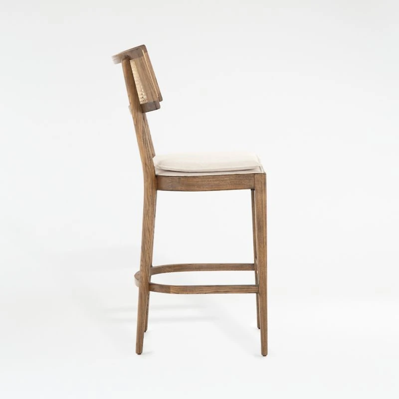 Libby Light Brown Wood and Natural Cane Counter Stool