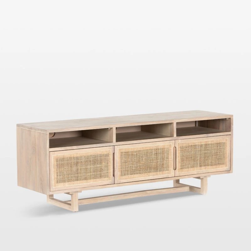 Libby 65" Natural Mango Wood Storage Media Console