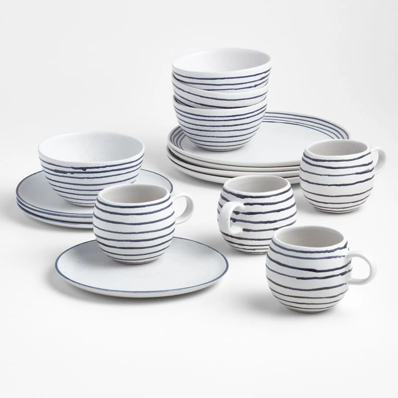 Lina Matte Blue Stripe Salad Plate