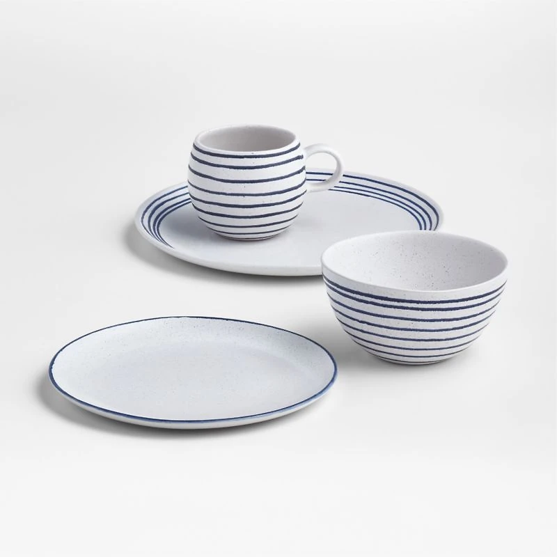 Lina Matte Blue Stripe Salad Plate