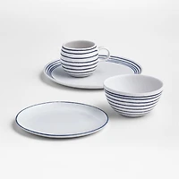 Lina Matte Blue Stripe Salad Plate