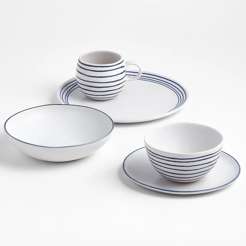 Lina Matte Blue Stripe Salad Plate