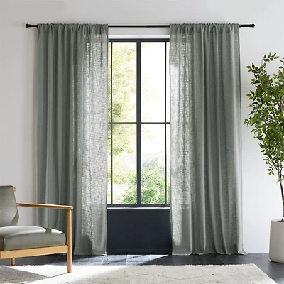 Lindstrom Pebble Grey Organic Cotton Sheer Window Curtain Panel 52"x108"