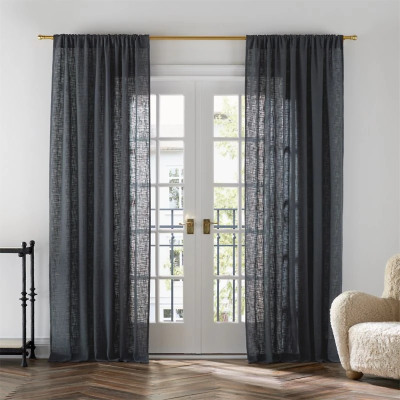Lindstrom Storm Grey Organic Cotton Sheer Window Curtain Panel 52"x84"