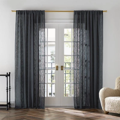 Lindstrom Storm Grey Organic Cotton Sheer Window Curtain Panel 52"x84"