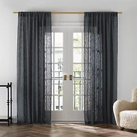 Lindstrom Storm Grey Organic Cotton Sheer Window Curtain Panel 52"x84"