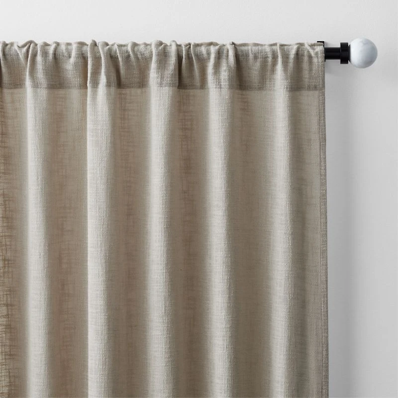Lindstrom Warm Beige Organic Cotton Sheer Window Curtain Panel 52"x96"